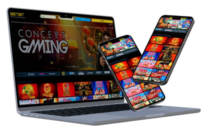 Laptop with casino game illustration